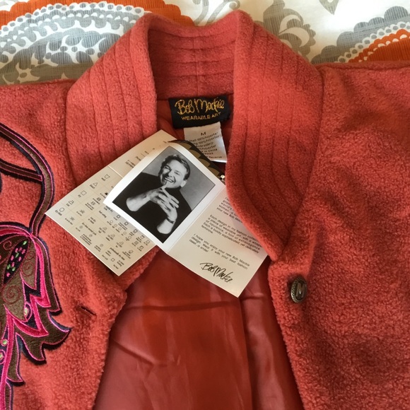 Bob Mackie Wearable Art rust fleece button down jacket/coat NWT - Picture 7 of 8